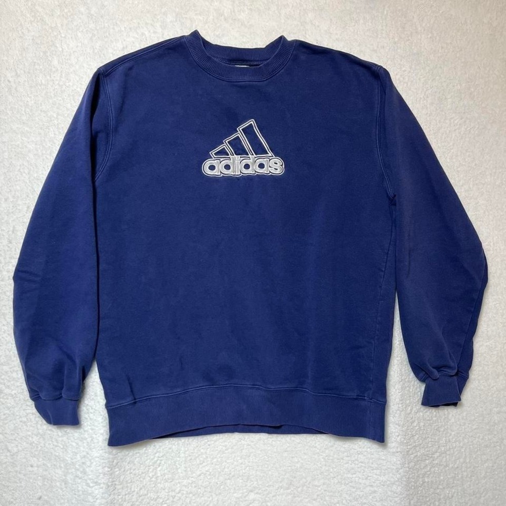 90s Blue Adidas Logo Sweatshirt Size Youth XL Vintage Sportswear